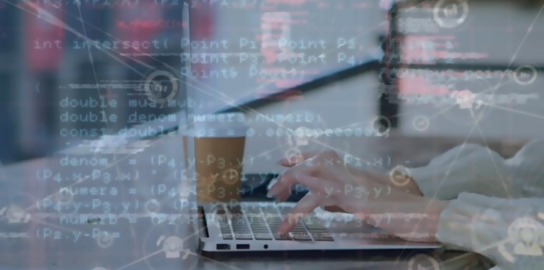 Technical infrastructure showing blockchain node connections and data processing systems